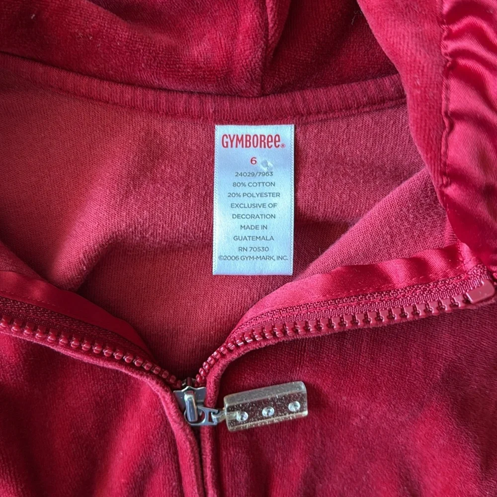 Gymboree red Velour Hoodie Full Zip Up Girls Size 6